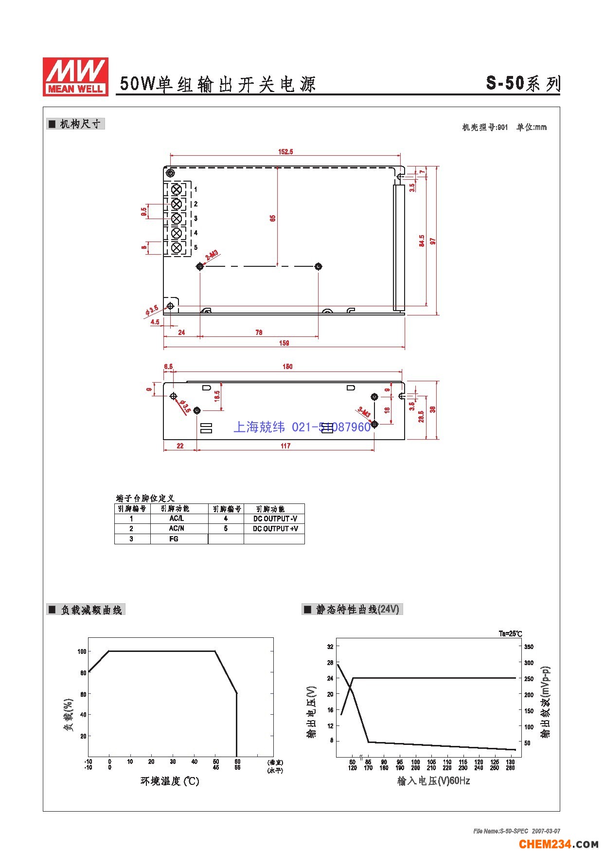 開關(guān)電源上海兢緯（G1系列經(jīng)濟(jì)型）S-50詳細(xì)規(guī)格書